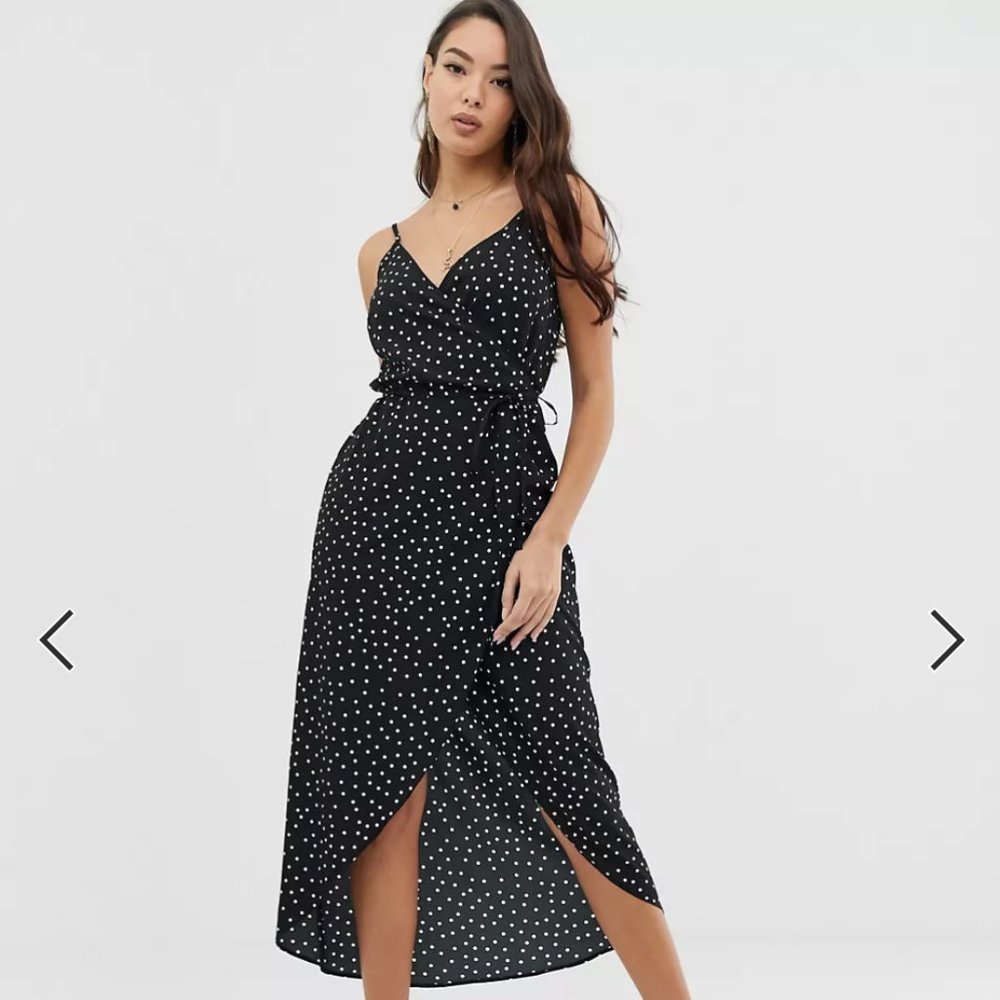 NEW ASOS Cami Wrap Maxi Dress in Polka Dot